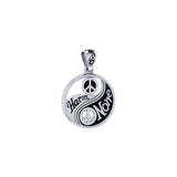 Harm None with Peace Symbols in Yin Yang Sterling Silver Pendant TPD6455