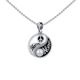 Harm None with Peace Symbols in Yin Yang Sterling Silver Pendant TPD6455