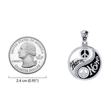 Harm None with Peace Symbols in Yin Yang Sterling Silver Pendant TPD6455