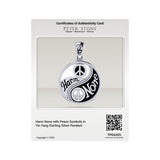 Harm None with Peace Symbols in Yin Yang Sterling Silver Pendant TPD6455