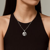 Harm None with Peace Symbols in Yin Yang Sterling Silver Pendant TPD6455