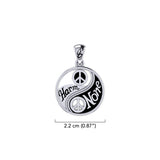 Harm None with Peace Symbols in Yin Yang Sterling Silver Pendant TPD6455