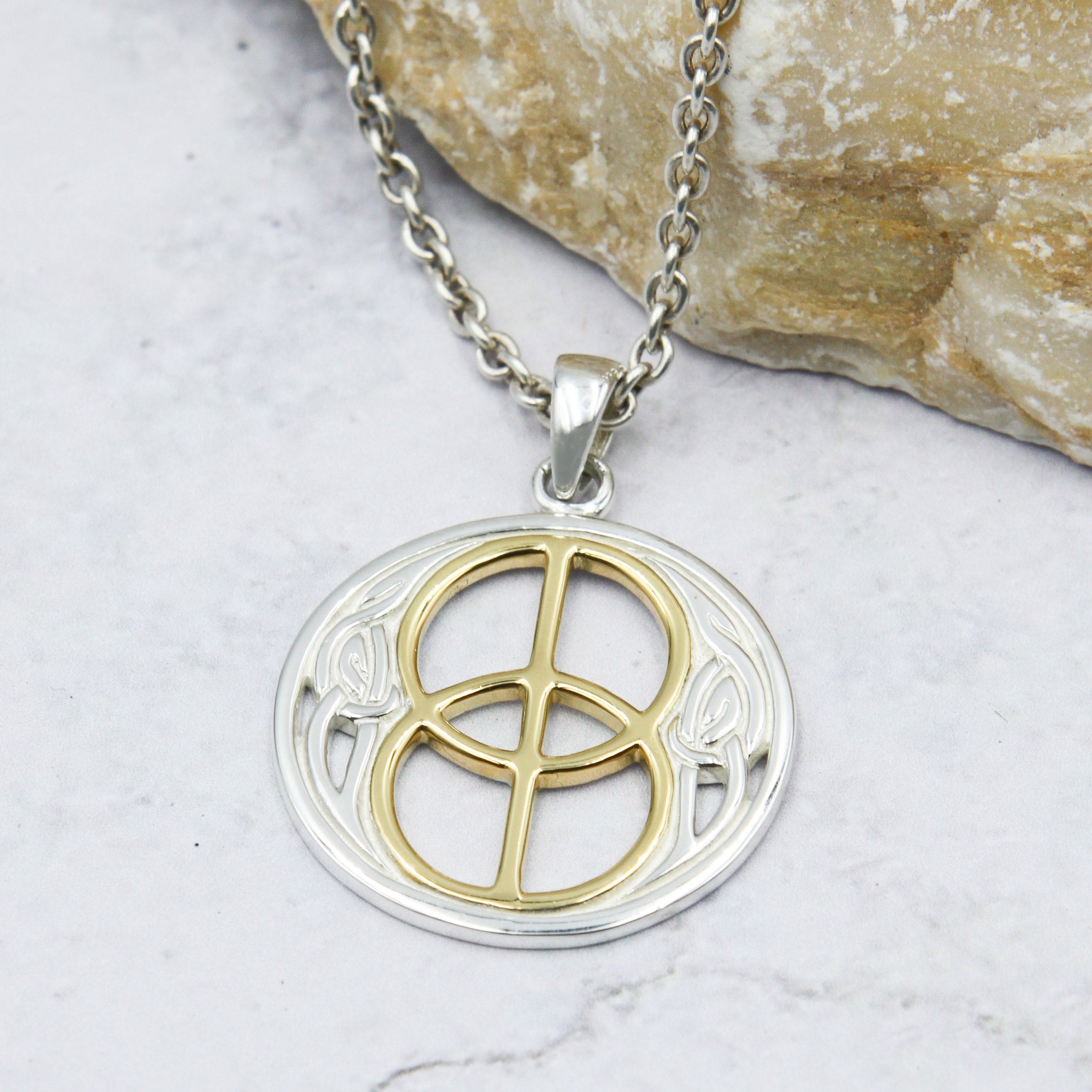 Chalice Well Sterling Silver with 14K Gold Accent Pendant TPV3272