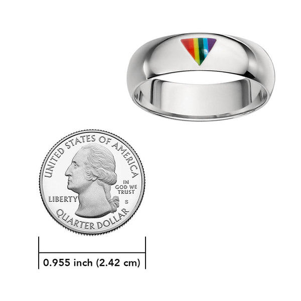 Rainbow Triangle Inlay Silver Band Ring TR1422 – Magicksymbols