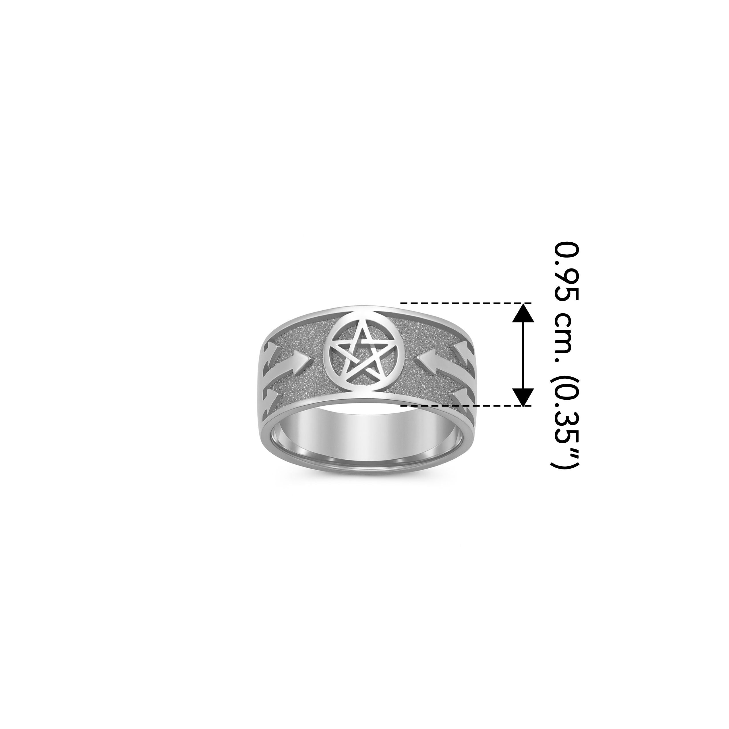 Pentacle with Arrows Sterling Silver Ring TR379