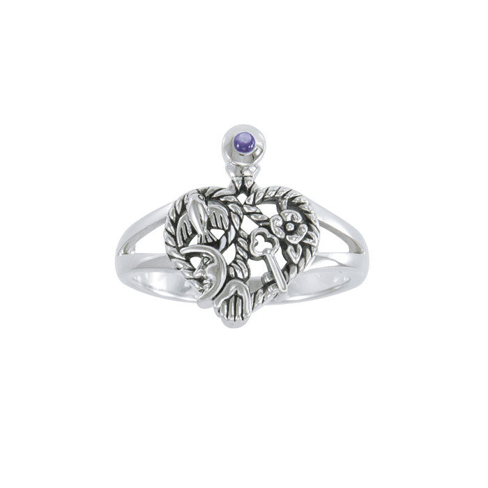 Cimaruta Witch, an iconic wander ~ Sterling Silver Ring with Gemstone TRI1579