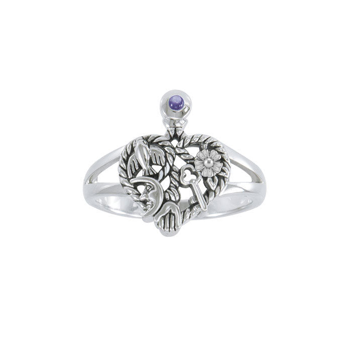 Cimaruta Witch, an iconic wander ~ Sterling Silver Ring with Gemstone TRI2573