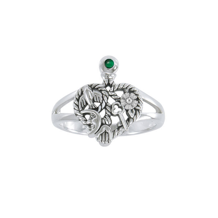 Cimaruta Witch, an iconic wander ~ Sterling Silver Ring with Gemstone TRI2573