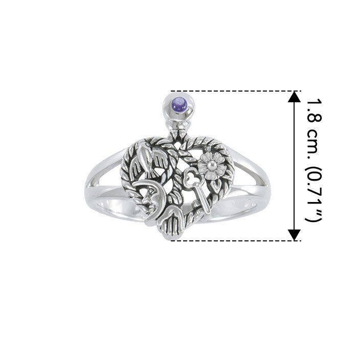Cimaruta Witch, an iconic wander ~ Sterling Silver Ring with Gemstone TRI2573