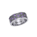 Weave Design Silver Ring with Gemstones TRI1956
