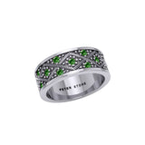 Weave Design Silver Ring with Gemstones TRI1956