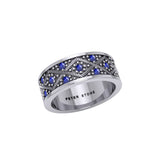Weave Design Silver Ring with Gemstones TRI1956