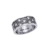Weave Design Silver Ring with Gemstones TRI1956