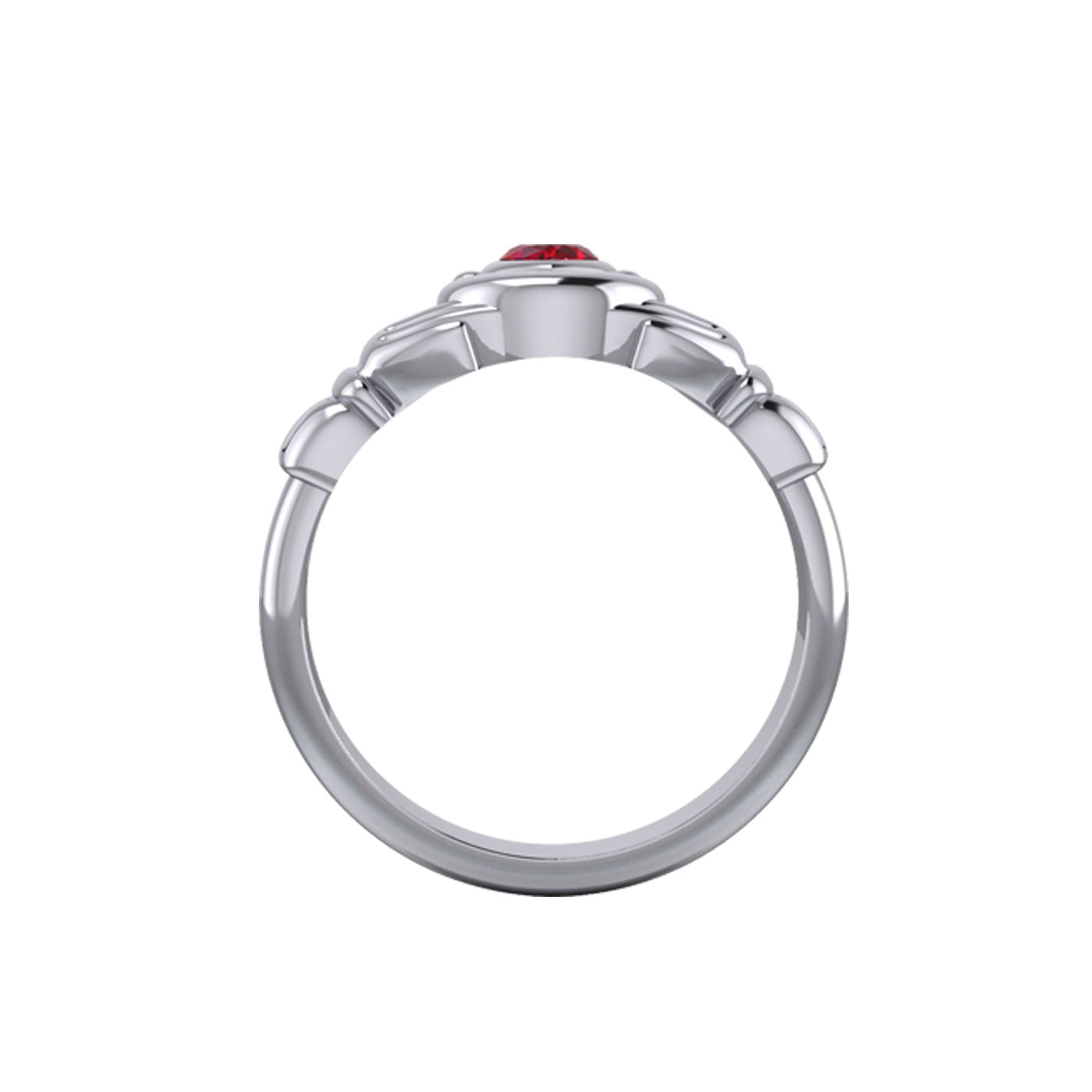 Claddagh with Crescent Moon Silver Ring with Heart Gemstone TRI2410