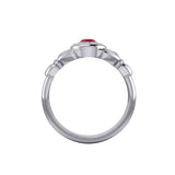 Claddagh with Crescent Moon Silver Ring with Heart Gemstone TRI2410