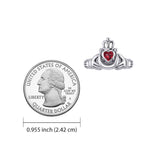 Claddagh with Crescent Moon Silver Ring with Heart Gemstone TRI2410