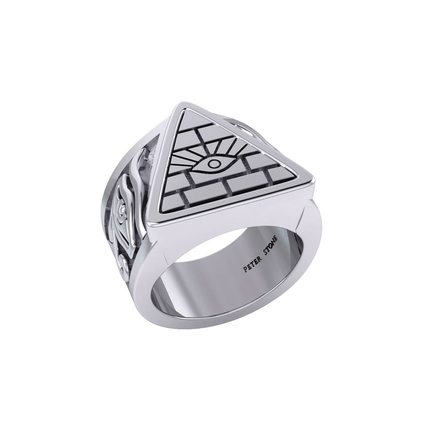 Eye of Providence Silver Ring With Eye of Horus Side TRI2412