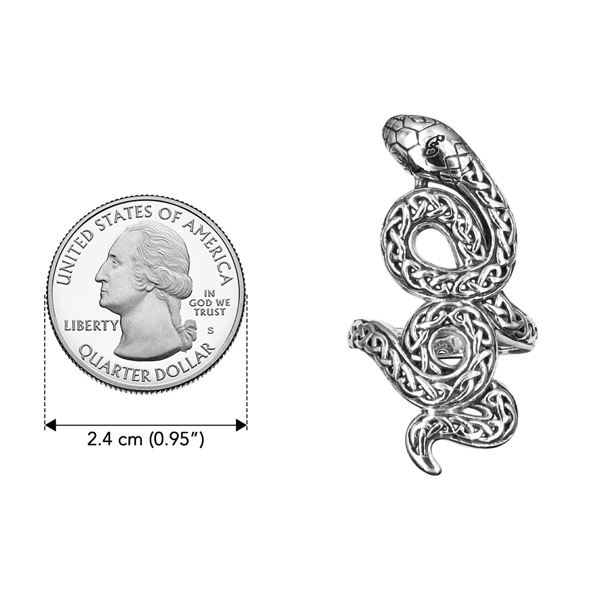 Celtic Spirit Snake Sterling Silver Ring TRI2560