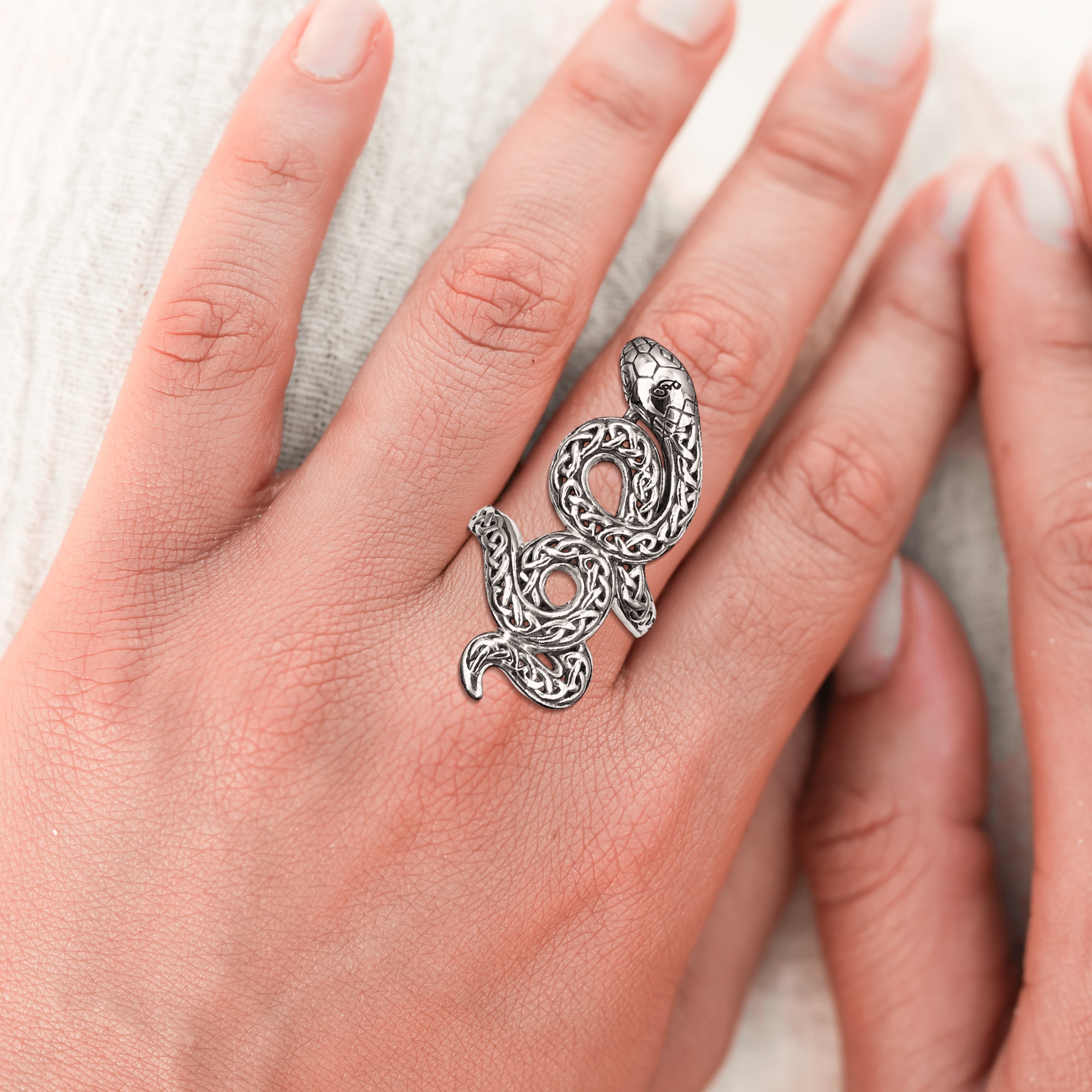 Celtic Spirit Snake Sterling Silver Ring TRI2560