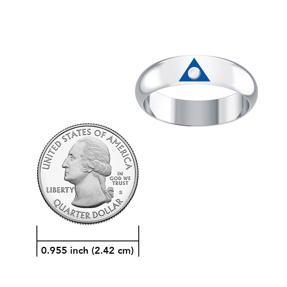 Al-Anon Sterling Silver Band Ring with Blue Enamel TRI2564