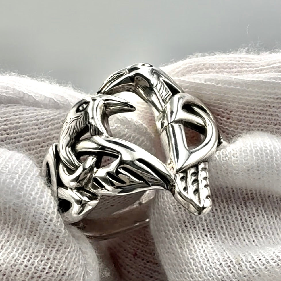 Love of The Mythical Celtic Heart Raven Sterling Silver Ring TRI2565