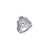 Triple Snake with Celtic Heart Sterling Silver Ring TRI2567