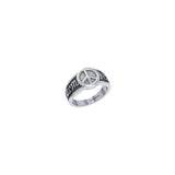 Harm None with Peace Symbols Sterling Silver Ring TRI2579