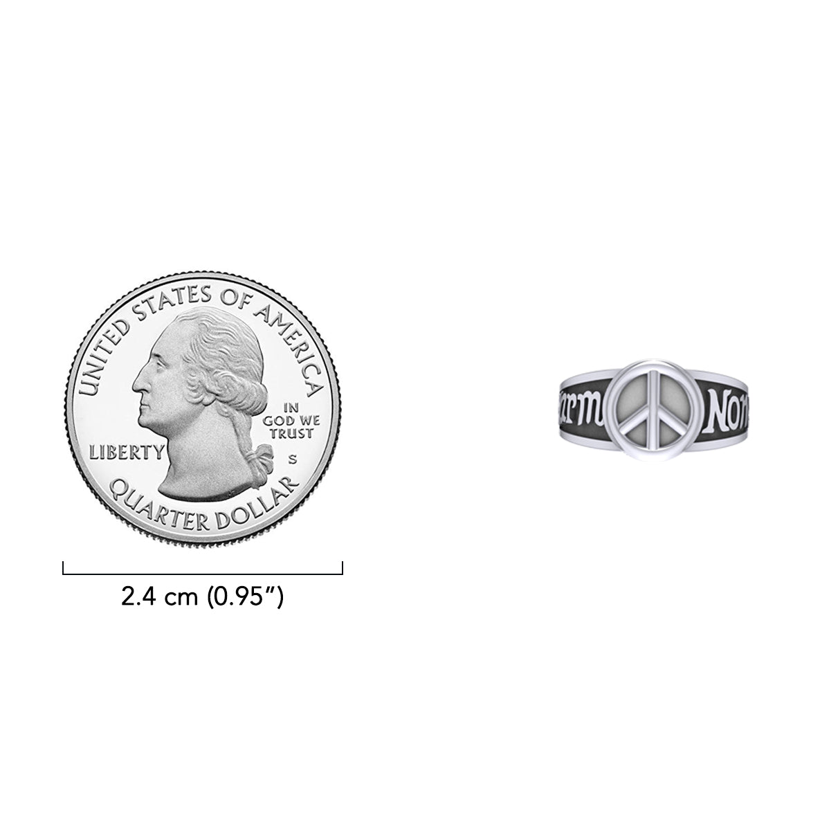 Harm None with Peace Symbols Sterling Silver Ring TRI2579