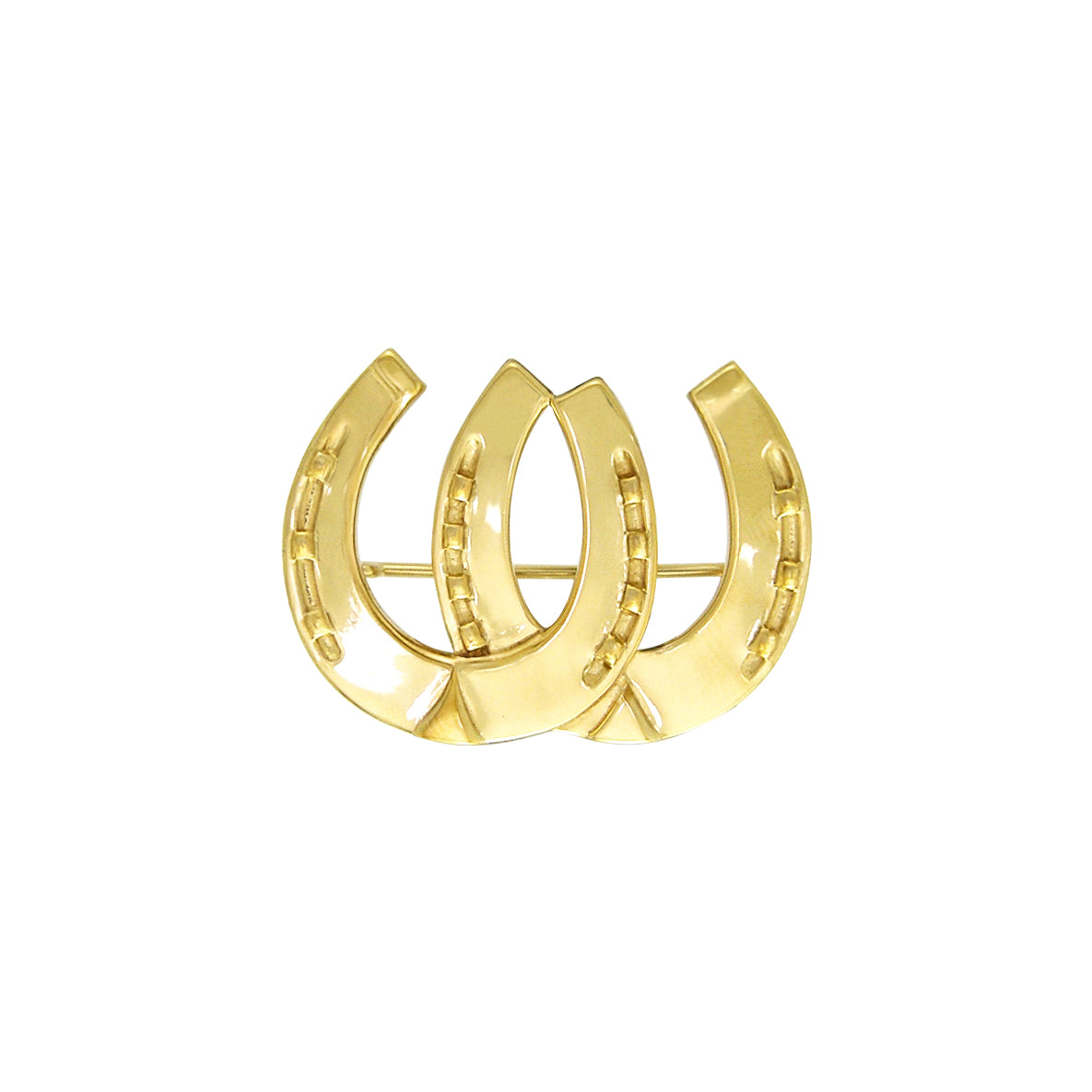 Double Horseshoe Sterling Silver with Gold Vermeil Plated Brooch VBC070