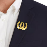 Double Horseshoe Sterling Silver with Gold Vermeil Plated Brooch VBC070