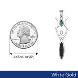 Triple Goddess with Marquise Gemstone Solid White Gold Pendant WPD5659