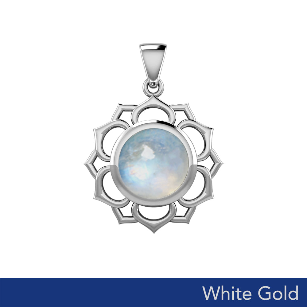 Chakra Solid White Gold Pendant with Large Stone WPD5687