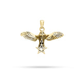 Flying Owl with Pentacle and Triangle Gold Pendant GPD1010