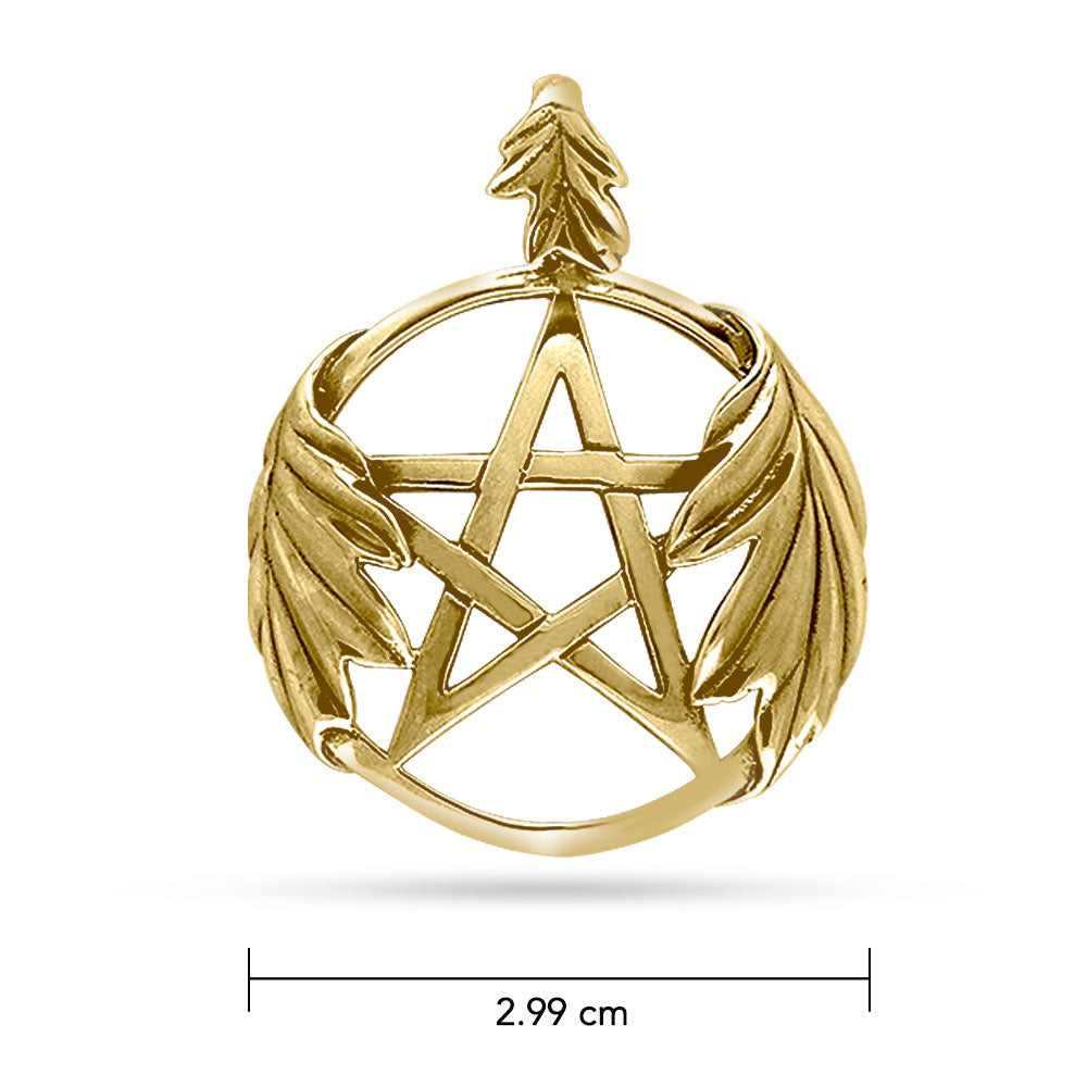Gold Pentagram Pentacle Oak Leaves Pendant GPD132