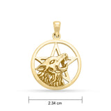 Wolf on Pentacle Gold Pendant GPD3137