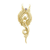 Captured by the Grace of the Angel Phoenix ~ Sterling  Solid Gold Pendant with Gemstone GPD3266