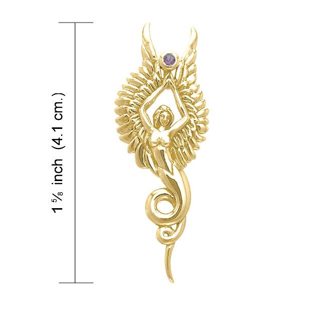 Captured by the Grace of the Angel Phoenix ~ Sterling  Solid Gold Pendant with Gemstone GPD3266