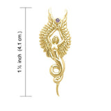 Captured by the Grace of the Angel Phoenix ~ Sterling  Solid Gold Pendant with Gemstone GPD3266