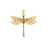 Lovely Spiritual Chakra Dragonfly 14K Yellow Gold Pendant GPD4214
