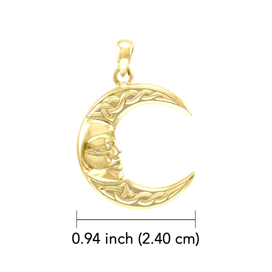 Celtic Moon God 14K Yellow Gold Pendant GPD4327