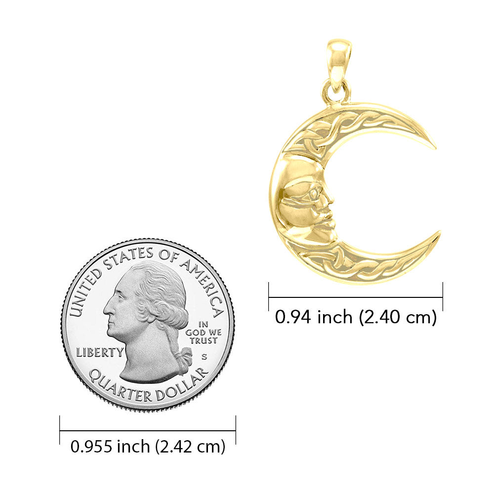 Celtic Moon God 14K Yellow Gold Pendant GPD4327