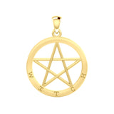 Witch Pentacle Solid Gold Pendant GPD4503