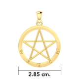 Witch Pentacle Solid Gold Pendant GPD4503