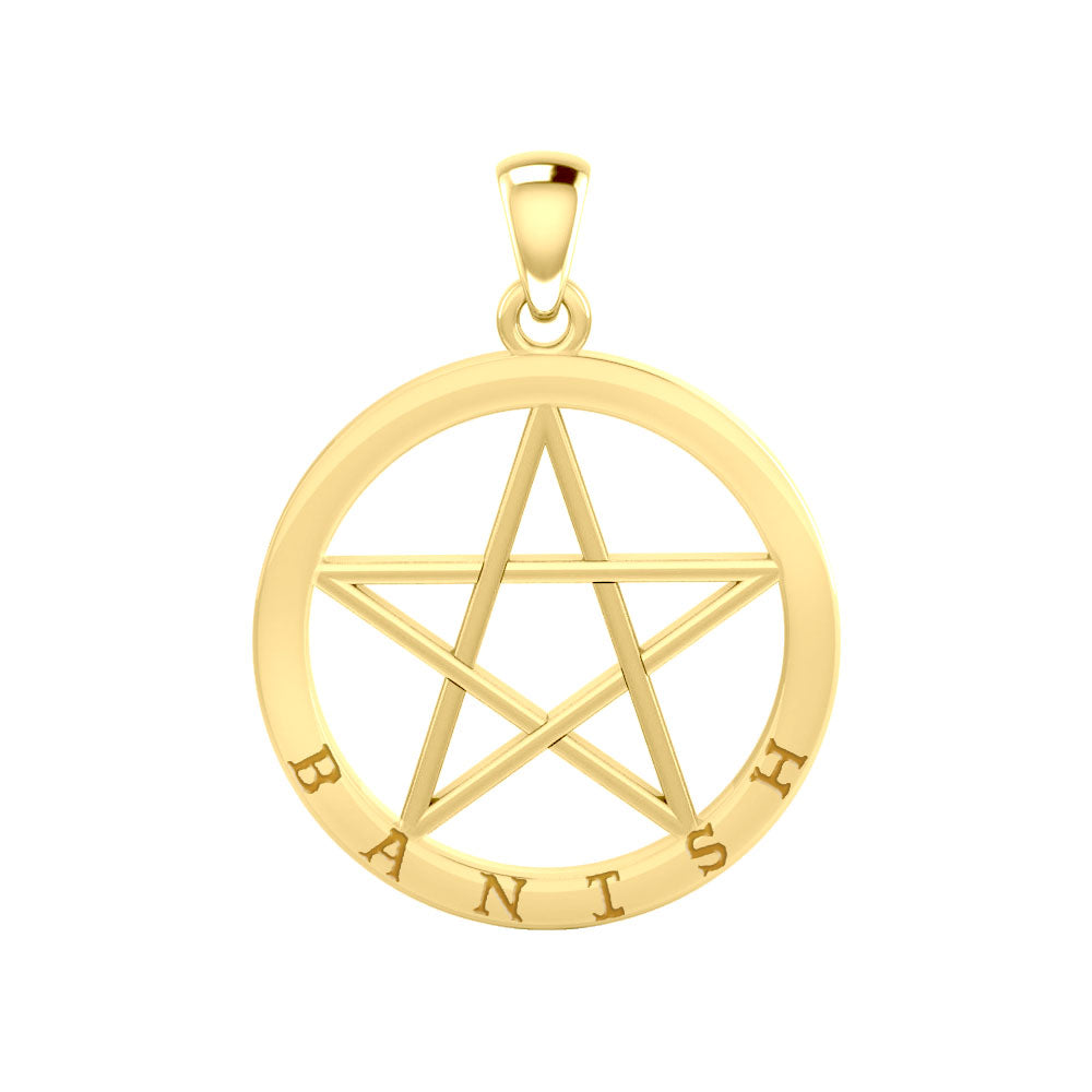 Banish Pentacle Solid Gold Pendant GPD4505