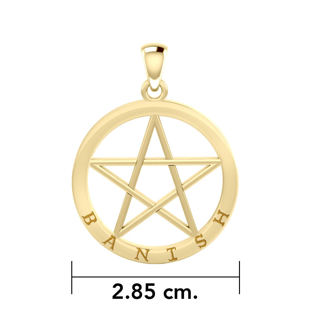 Banish Pentacle Solid Gold Pendant GPD4505