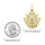 Yoga Lotus Position 14K Yellow Gold Pendant with Chakra Gemstone GPD5023
