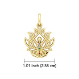 Yoga Lotus Position 14K Yellow Gold Pendant with Chakra Gemstone GPD5023