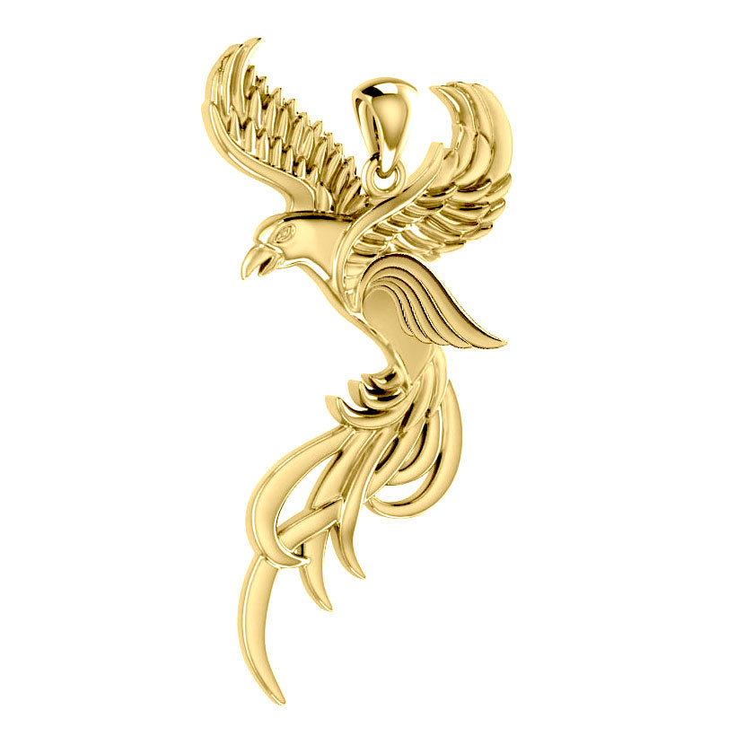 Soar to the Heavens Flying Phoenix Solid Gold Pendant GPD5072