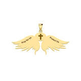 Guardian Angel Wings Solid Gold Pendant with Capricorn Zodiac Sign GPD5512