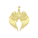 Guardian Angel Wings Solid Gold Pendant with Aquarius Zodiac Sign GPD5513